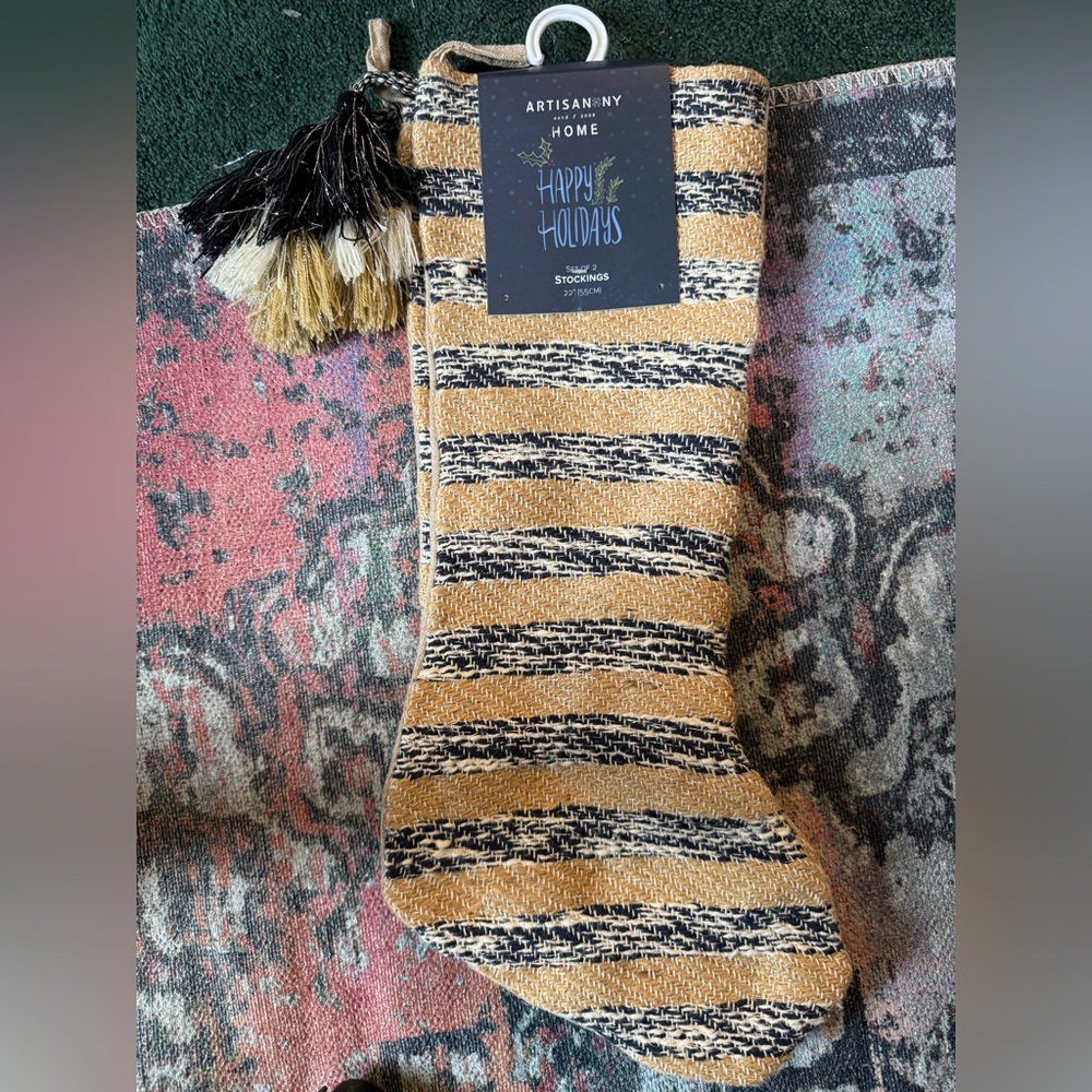 Artisan Ny Black and Tan Striped Stocking 2 Pack